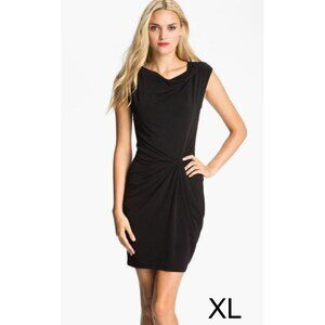 Michael Kors Womens XL Dress Black Draped Side Knot Sleeveless Chic Modern Elega